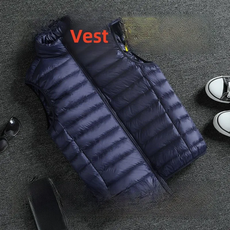 

Мужской пуховый жилет на осень-зиму, новый, теплый, спортивный, молодежный, модный, цветной, на молнии, стандартный крой