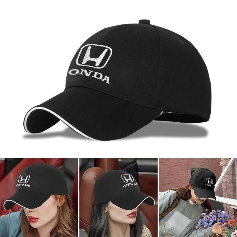 Boné de Beisebol Estilo Carro, Moda Esportiva ao Ar Livre, Chapéu de Algodão com Proteção Solar, Estilo Automotivo para Honda Jazz City Odyssey Jad Civic Accord CRV HRV Fit