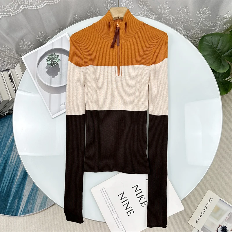 

Чисто по отзывам покупателей! Вязаный свитер с высоким воротником и длинными рукавами на молнии, облегающий, в повседневном стиле, коллекция ранняя осень 2025