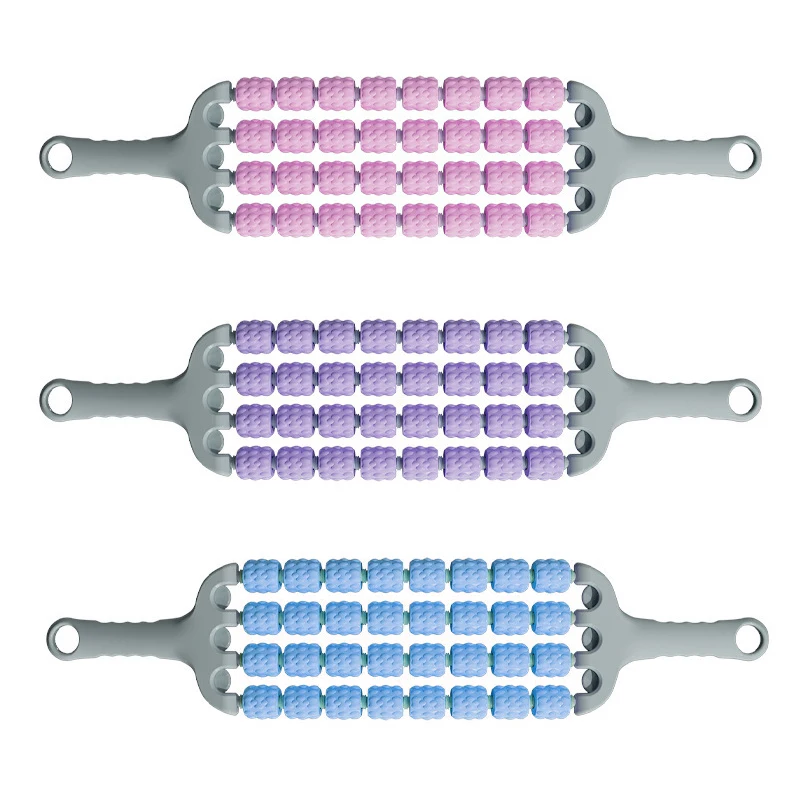 

Wolf tooth massage stick yoga soothing muscle relaxation roller four rows all-round can be bent at will back massage stick