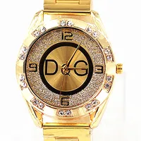 2024 Fashion Luxury Watch DQG Crystal Quartz Female Watch Gold Silver Stainless Steel Ladies Dress Watch  Zegarek Damski