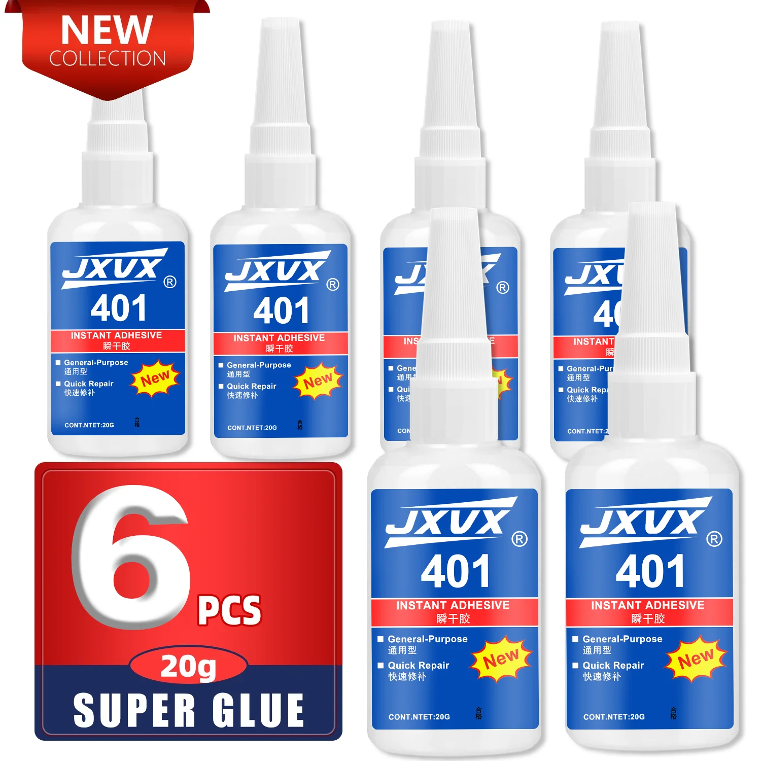 

401 Super Glue Extra Forte Professional Instant Quick-drying Thick Cyanoacrylate Adhesive Transparent Fast Drying Odorless leather, rubber, wood, Metal Long Lasting Bonding Liquid Glue Tool,20ml.