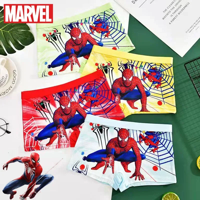 

4pcs Disney Marvel Spider-Man Kids Boxer Shorts Boys Cartoon Underwear Cute Printed Cotton Children's Underwears Soft Panties