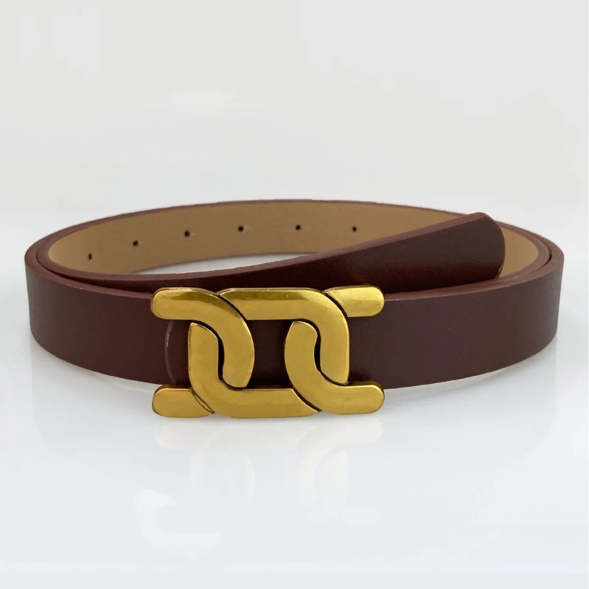 Новинка 2023 года, роскошный кожаный женский пояс с гладкой пряжкой, украшение на талию 2,5 см с поясом для костюма