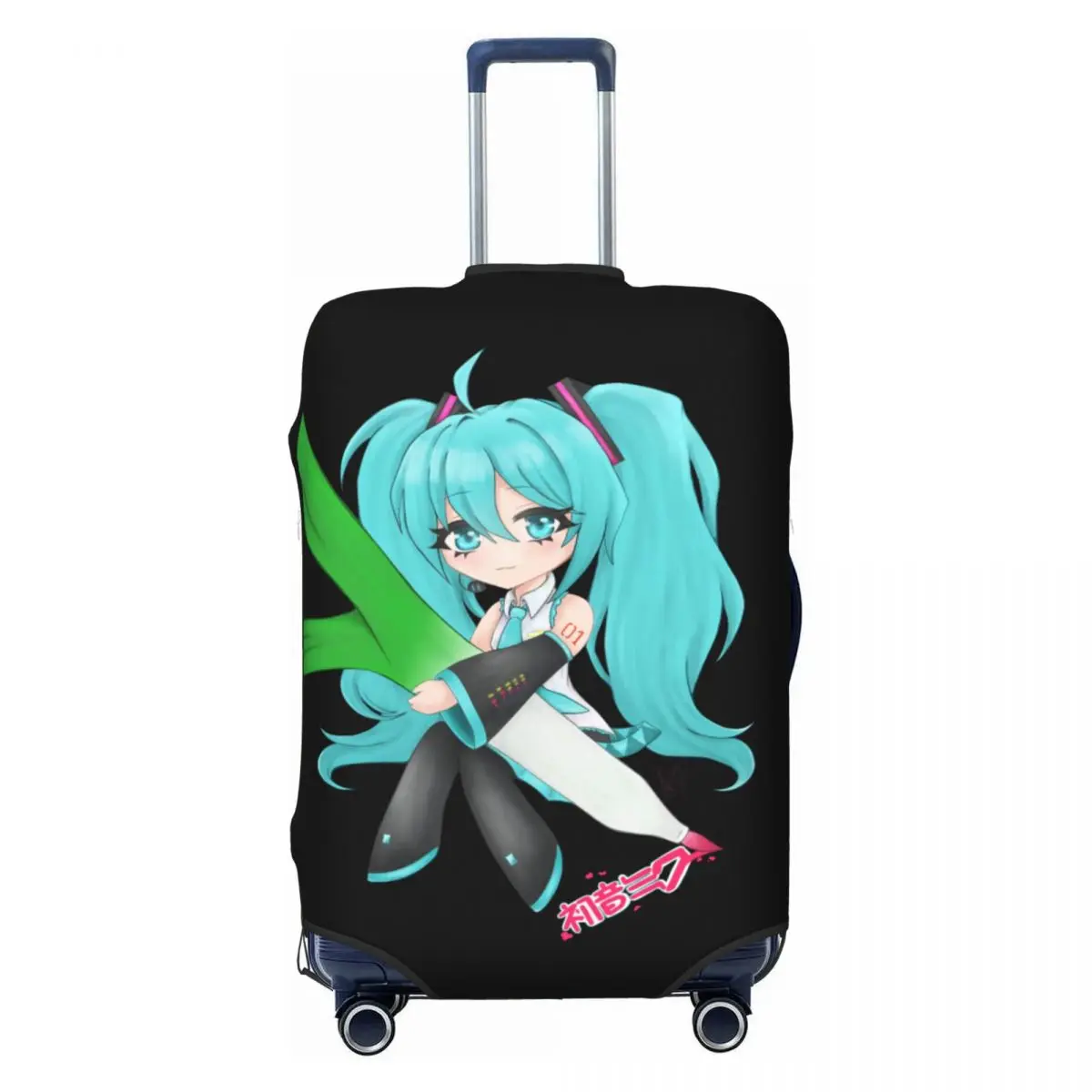 カスタム初音ミク-vocaloid-ロックアニメ荷物カバー面白いスーツケースプロテクターカバー-18-32-インチに適しています