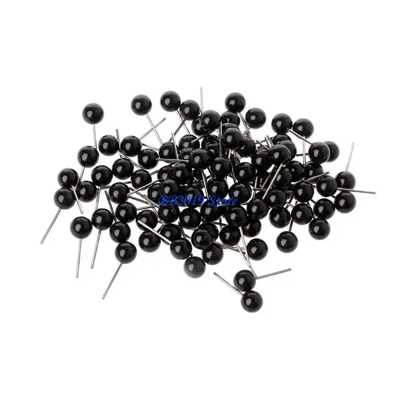Q0KB 100Pcs Glass Eyes 4mm Needle Felting Black Beans Puppet for Doll Craft