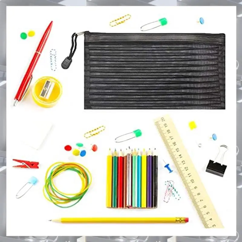 

Hot Selling-40Pack 10 Colors Zipper Mesh Pouch, Colorful Pencil Pen Bag Multipurpose Travel Bags For Office Supplies Travel,40Pa
