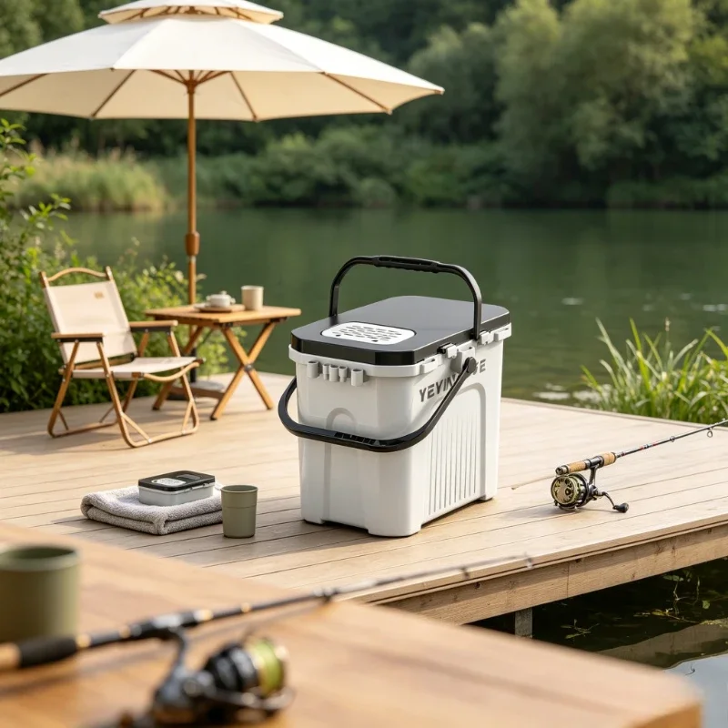 Multifunctional Fishing Tackle Box, Portable Lightweight Outdoor Fishing Seat, Large Capacity Storage Crate with Anti-Slip Base