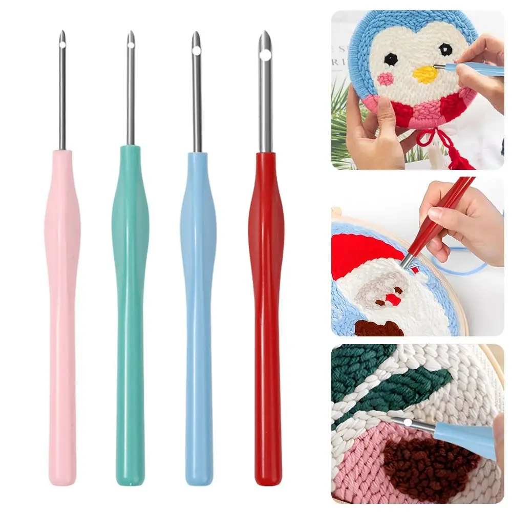 1/4Pcs Adjustable Embroidery Punch Needle Kit Poking Cross Stitch Tools DIY Craft Magic Embroidery Pen Stitching Applique