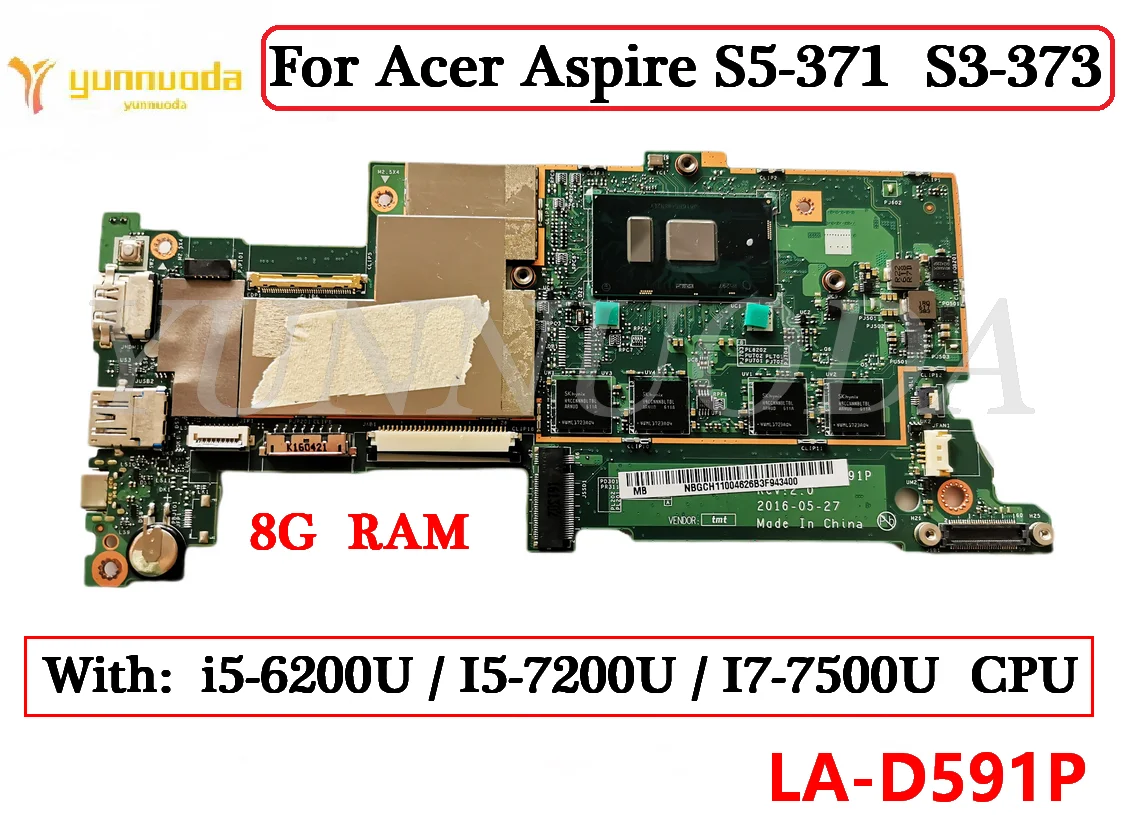 

LA-D591P для Acer Aspire S5-371 S3-373 SF514-51 Материнская плата для ноутбука с i5 i7 6-й 7-й процессор 8 ГБ ОЗУ 100% протестировано