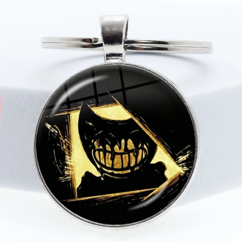 Брелок для ключей из стекла с изображением персонажа игры B-Bendy and The Ink Machines, для сумок и автомобильных ключей, украшение, подарок
