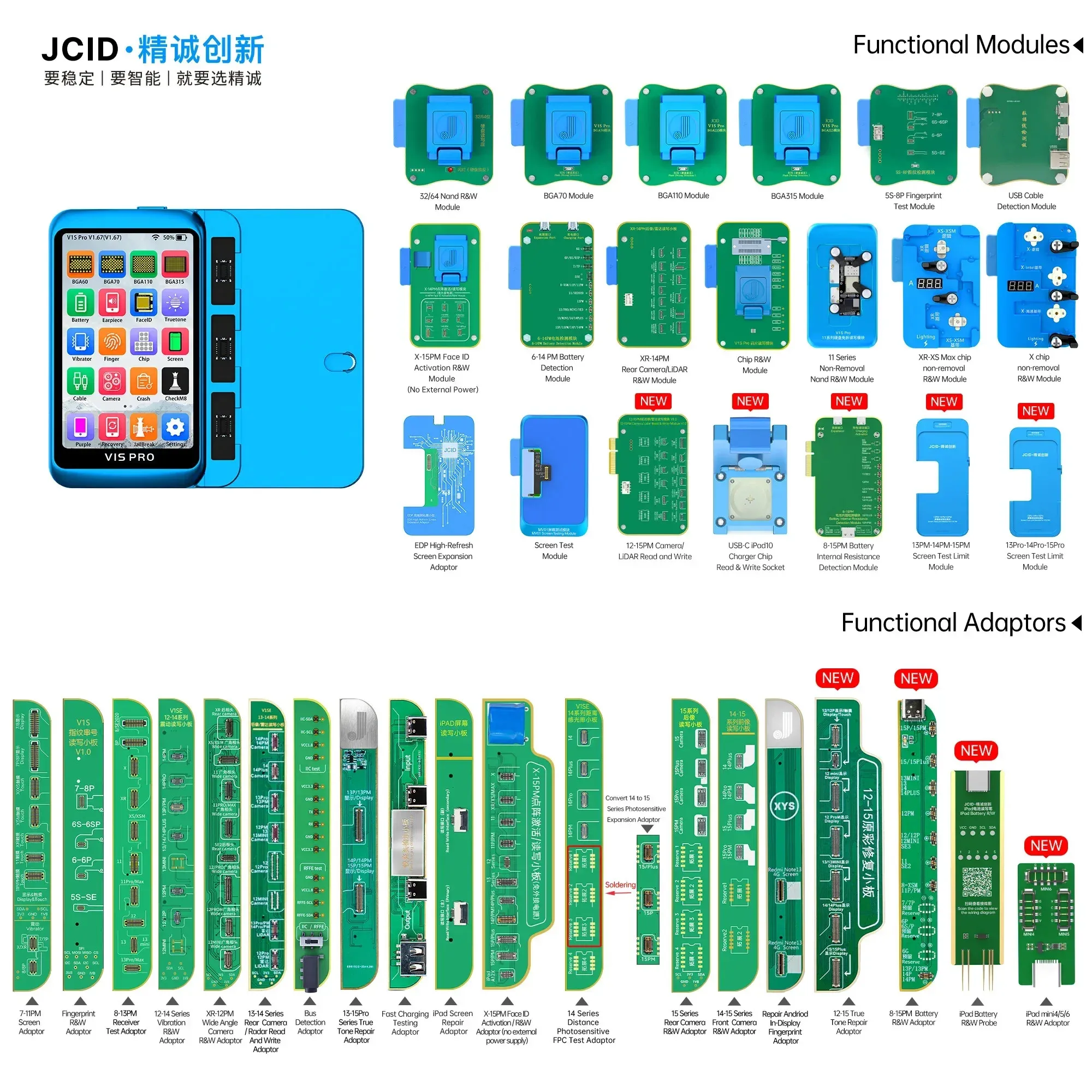 JCID V1S PRO nejsilnější programátor BGA315 BGA110 BGA70 kompatibilní s starý moduly z PRO1000S a V1SE pro iPhone Ipad oprava