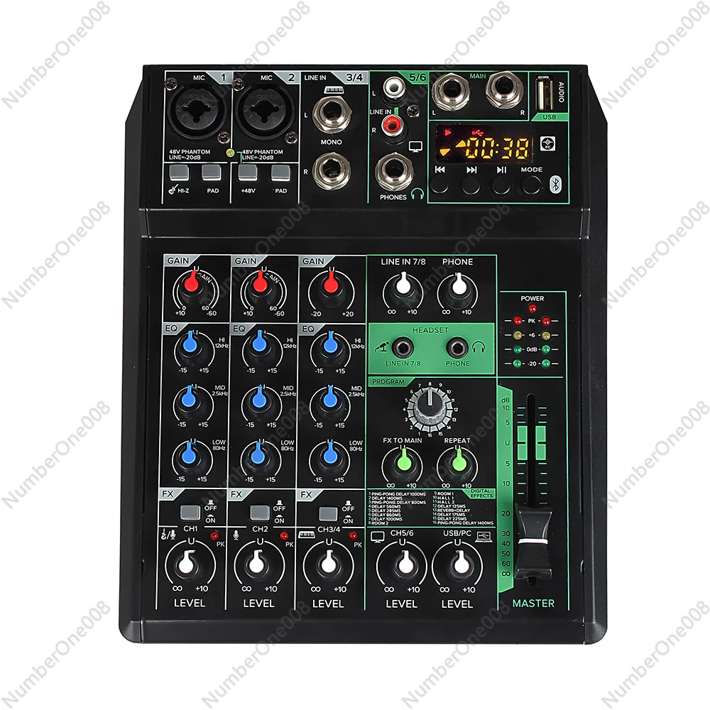 Mixing Console Multi-function Mixer 48V Mixing Console Bluetooth Soundcard Playback NS-8FX 4-channel USB Audio Mixer Power