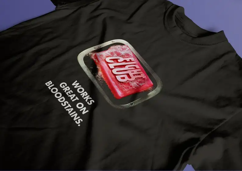 تي شيرت بياقة مدورة للوزن الثقيل ، نادي القتال ، ديفيد فينشر ، براد بيت ، إدوارد هانكوك ، تي شيرت طباعة الفيلم