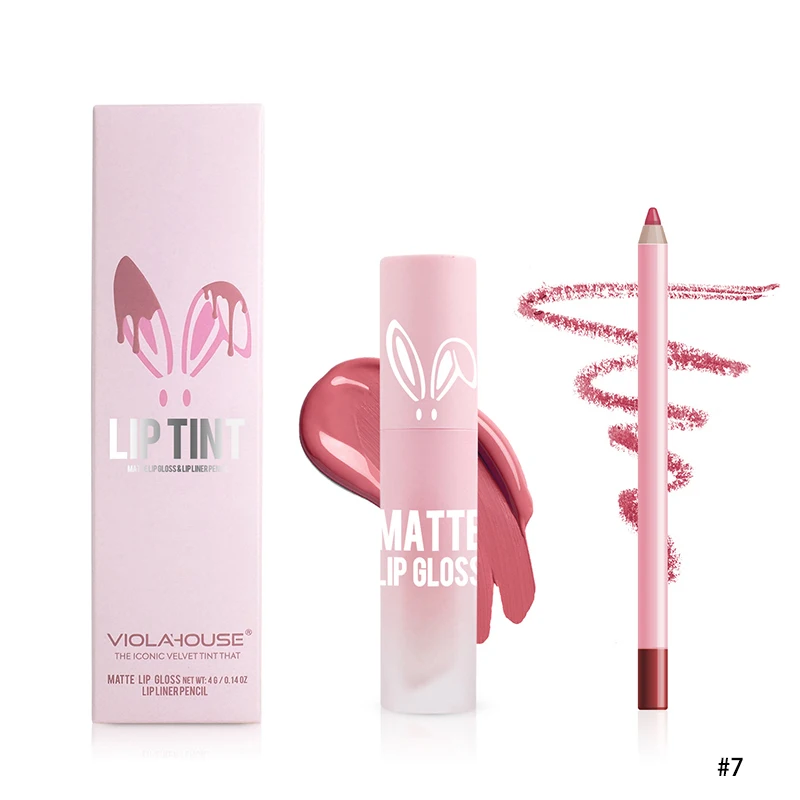 Conjunto de delineador labial fosco, à prova d'água e de longa duração, à prova de manchas, multicolorido e hidratante, esmalte labial + delineador labial