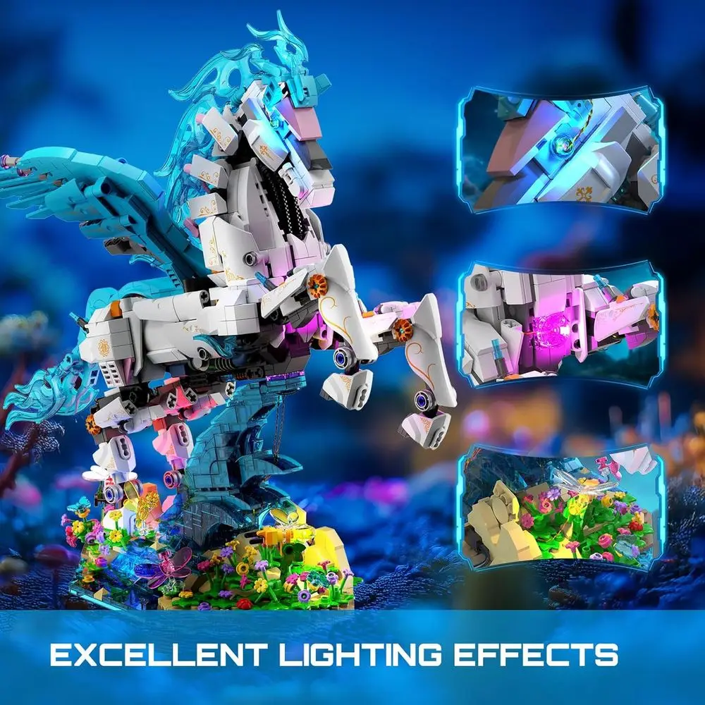 Fantasy Pegasus Bausteine, 1615-teiliger dekorativer Pferdemodellbausatz, kreatives Geschenk für Erwachsene und Jugendliche ab 14 Jahren