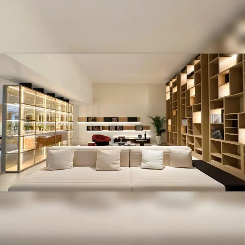 Greek Villa Project Modern European Natural Wood Environmentally Friendly Durable Living Room Cabinet System White Finish