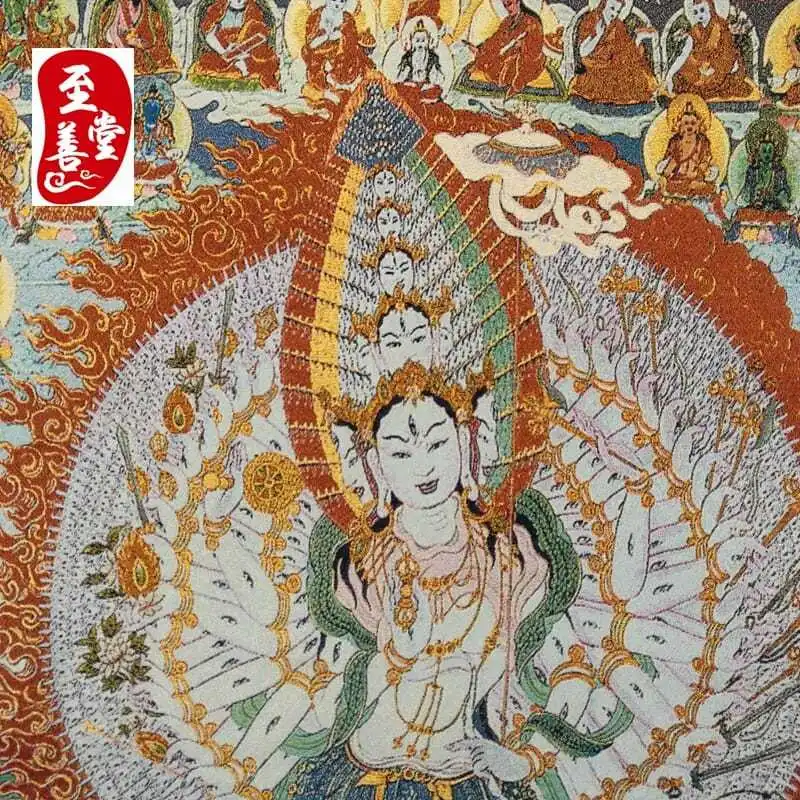 Tibet Tibetan Cloth Silk Thousand-hand avalokitesvara bodhisattva Thangka Tangka Embroidery Painting Embroidery Hanging Pictures