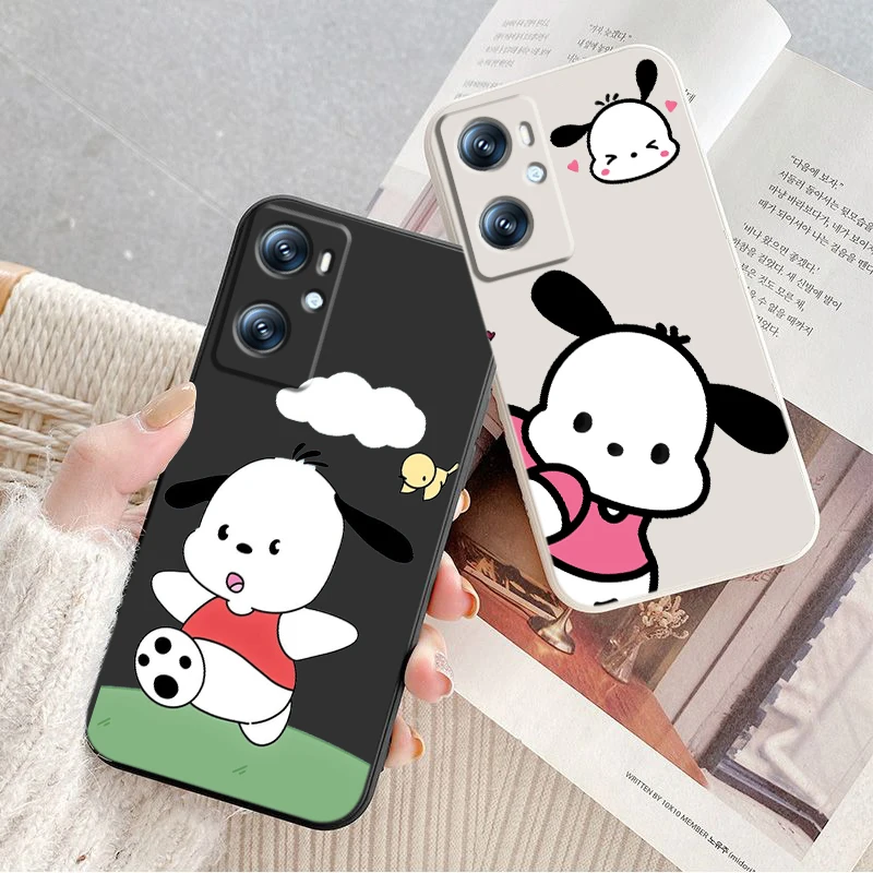 Sanrio Cartoon Pacha Dog Liquid Left Rope For OPPO Find Reno 7 6 X6 X5 X3 X2 A98 A96 A15 A53 A74 A72 A5 A16K 5G S 2020 4G Back