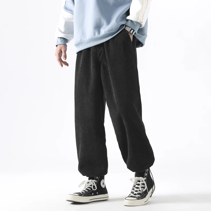 

Мужские весенне-осенние однотонные брюки с карманами, свободные прямые брюки с эластичной резинкой на талии и высокой талией, брюки-фонарики Harun, брюки JJ879