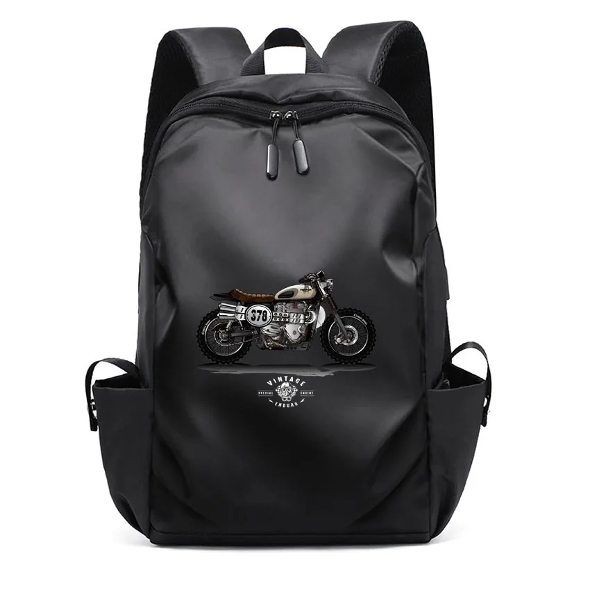 

Men Business Laptop Backpack USB Charger Port Waterproof School Bag Motocross Motorcyle Pattern Printed Women Backpacks