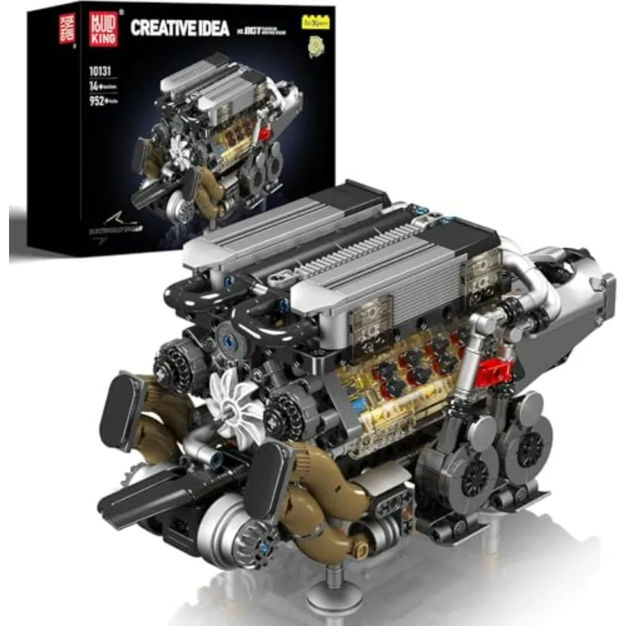

W16 Engine Building Blocks Set Combustion Engine Model That Runs Mini Engine Build Kit for Adults with Battery and Motor Engine