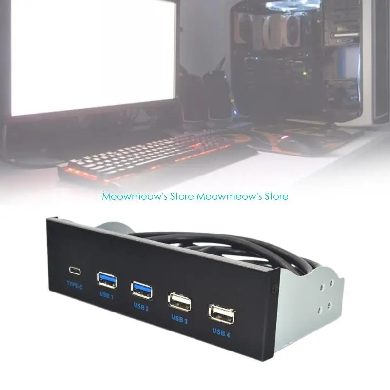 

W91A 5.25" USB 3.1 Front Panel USB Hubs 2Ports USB3.0 + 2Ports USB2.0 + 1Port TypeC with TypeE Connectors for Desktop
