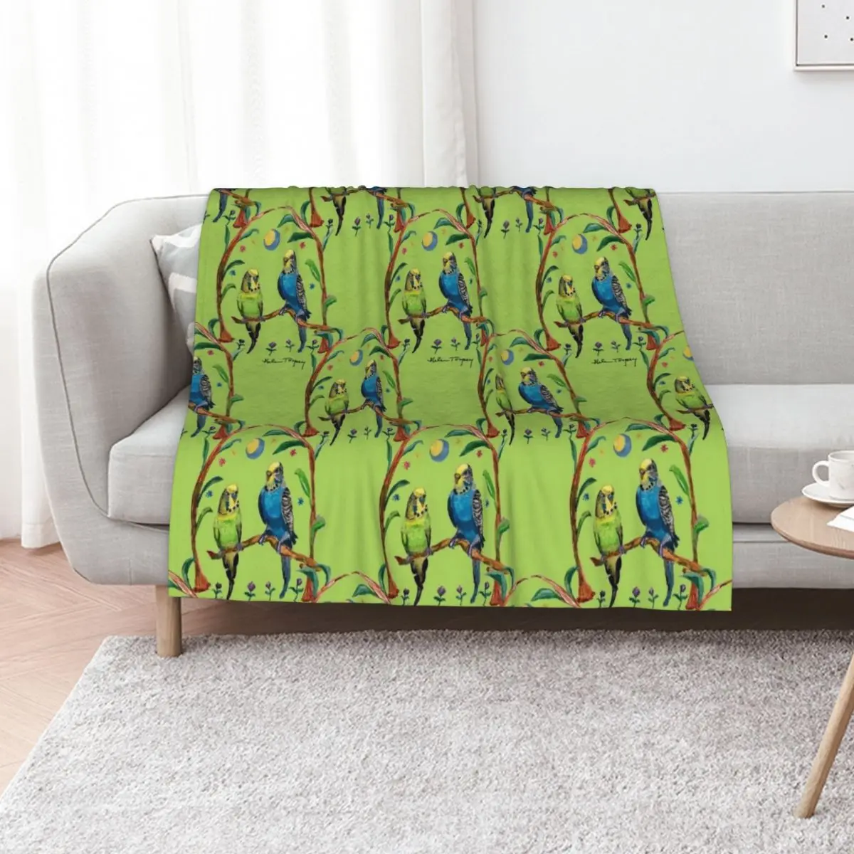 

Parakeets in Love Pattern Throw Blanket Soft Beds Bed halloween Decorative Sofas Blankets