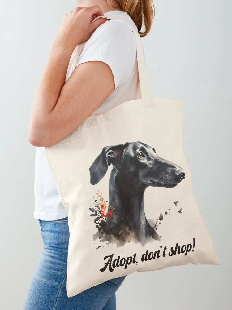 

Adopt, don't shop! - Black Galgo Espaol in watercolor Tote Bag Shopper handbag Women's handbag bags woman 2025 canvas tote
