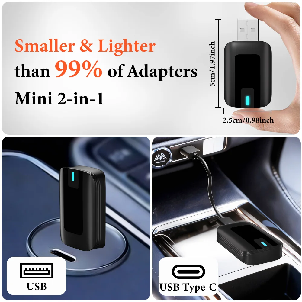 FLIXIVI 2026 CarPlay Wireless Adapter Android Auto To USB Car Play Wireless Intelligent Systems Wireless Adapter Mini AI Box