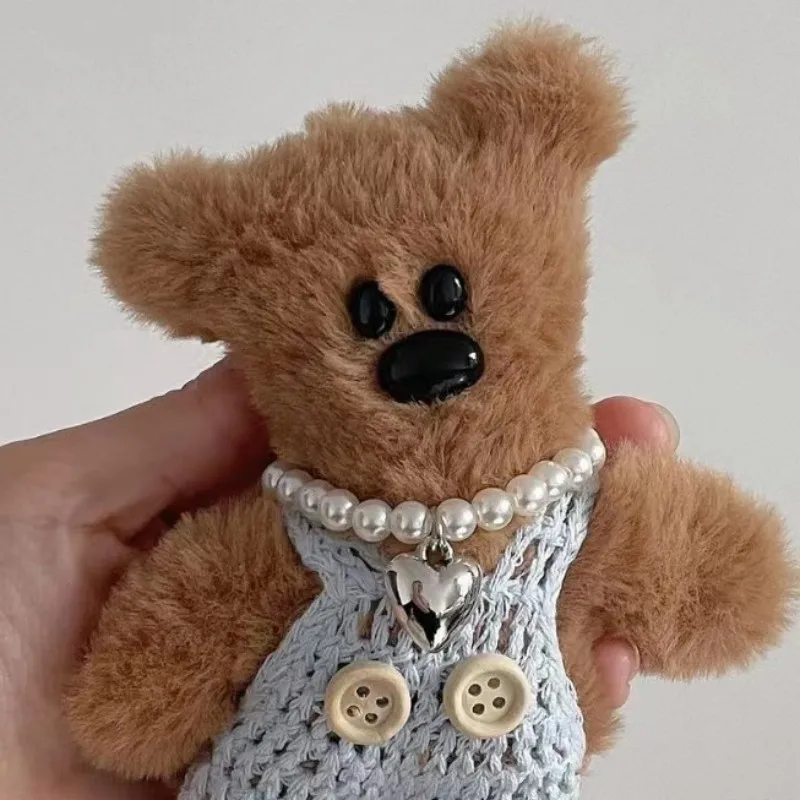15cm Kawaii Small Bear Plush Toy Keychain Backpack Pendant Cartoon Anti drop chain Cute Car Keyring Kids Women Bag Accessories