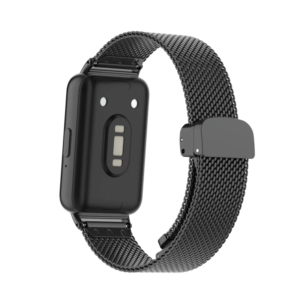 Baja tahan karat, untuk tali Samsung Galaxy Fit3, manik-manik bambu, tali lipat magnetik logam untuk tali pengganti cerdas Galaxy FIT3