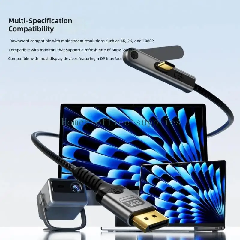 K43B High Resolution USB C Cable with Phone Stand, 2M Video Cord for Mirror Viewing, Added Screen Tasks, Monitor Use, and Home