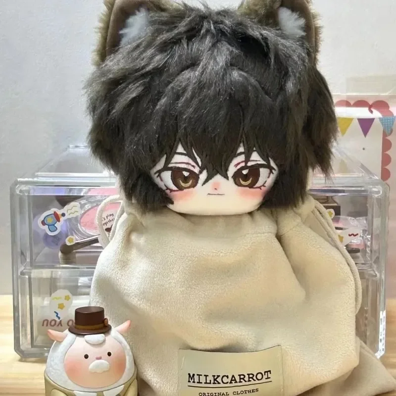 

Anime Role dazai Animal Ear Handsome Cosplay Plush Doll With skeleton Body 20cm Dress Up Clothes Outfit Stuffed Figures Gift