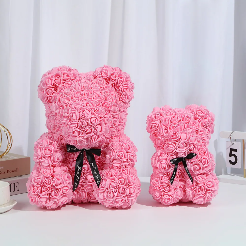 الزهور الاصطناعية 25 سم الدب الوردي صديقة الذكرى عيد الميلاد عيد الحب هدية عيد ميلاد لحفل الزفاف