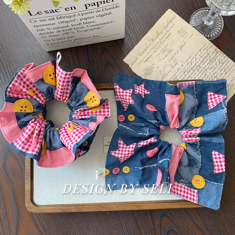 

Кружевная повязка для волос во французском балетном стиле, повязка для волос с цветочным принтом на пуговицах в стиле пэчворк, подарки для девочек, жен и подруг