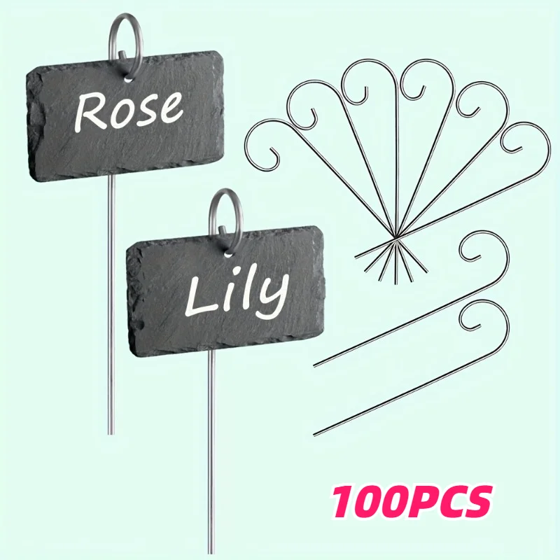 100pcs Metal Plant Hooks Floral Hangers Gardening Indoor Outdoor Plants Labels Potted Cacti Display Greenhouse Signage Organizer