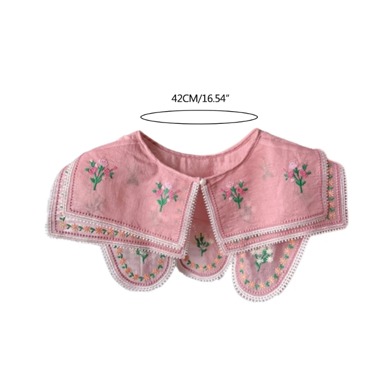 Embroidered Flower Faux Collar Decorative Collars for Sweater Removable Floral False Collar Women Adjustable Neck Shawl