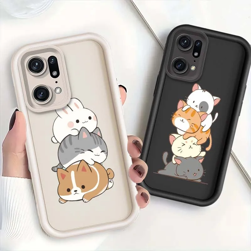 Cute Cartoon Animals Cover For OPPO A58 A77 A77s A57e A57s A57 A55 A53s A53 Pro 4G Eye Ladder Phone Case