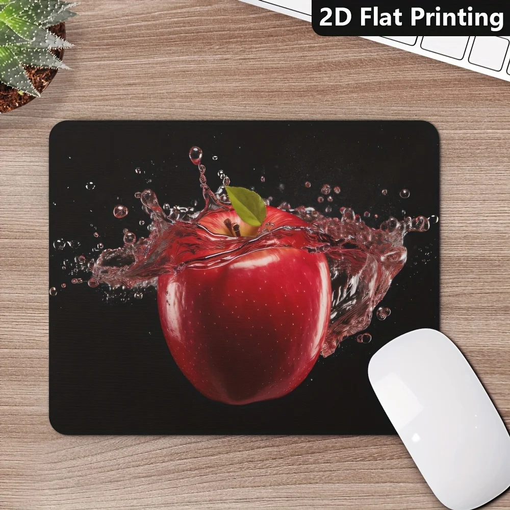 Red Apple Splash Design Rubber Mouse Pad Non Slip Extended Gaming Desk Mat for PC Office Desktop Setup