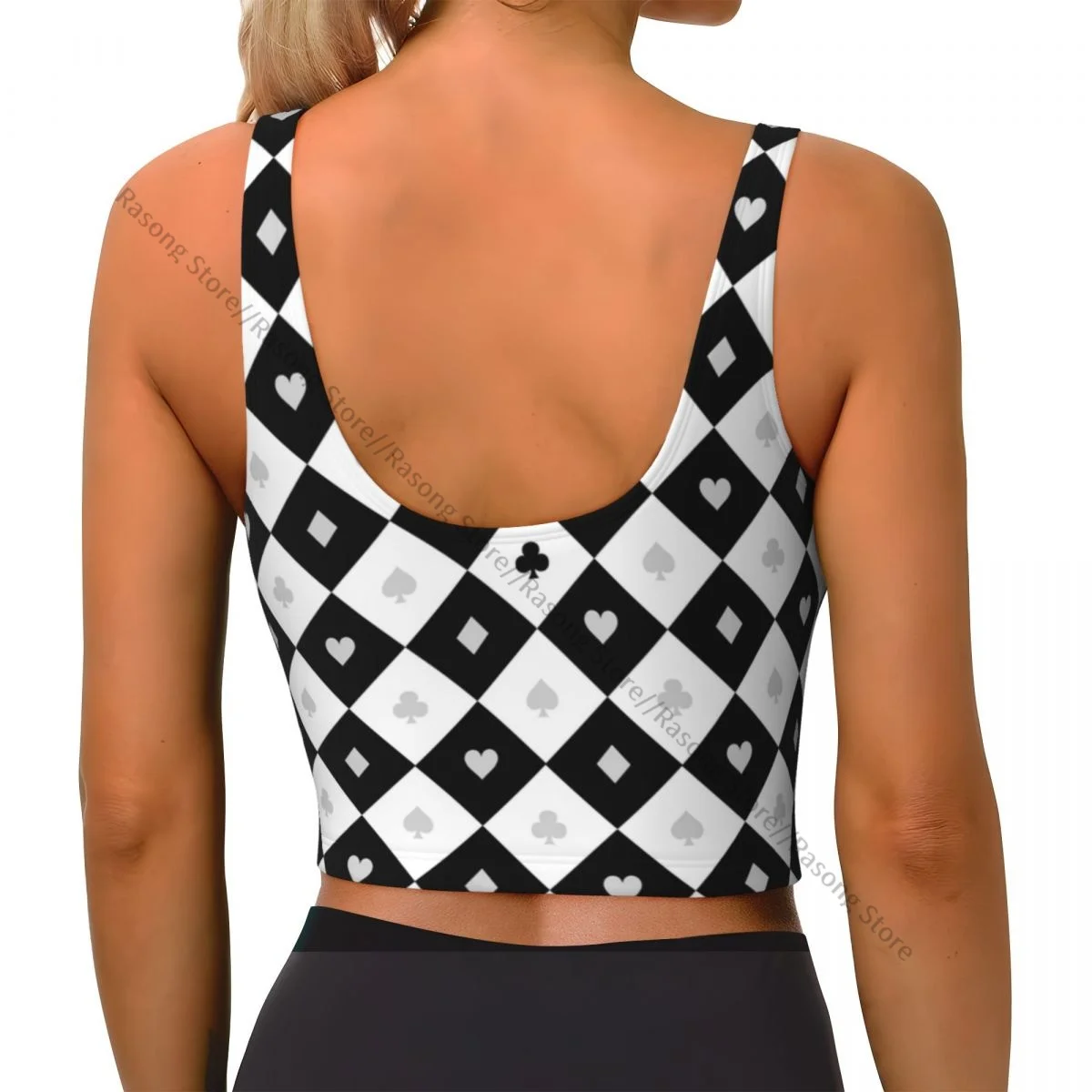 Sports Bra Women Running Yoga Clothes Vest Card Suits Chess Board Background Gathering Fitness Vest