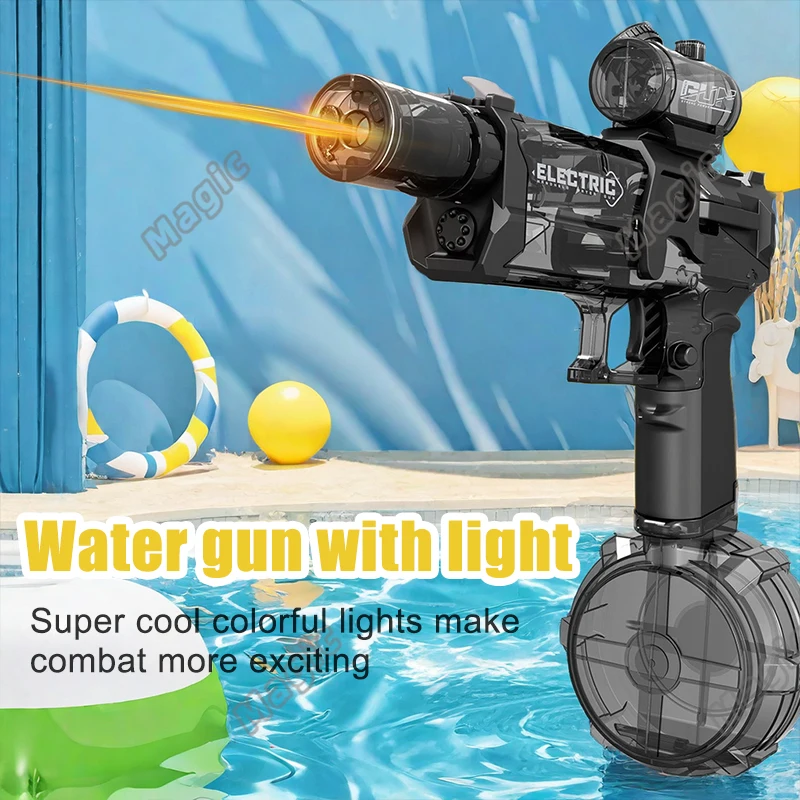 Electric Water Gun Pulse Water Gun Self-integrated Automatic Water-Absorbing Large-Capacity Lighting Children\'s Water Gun Toys