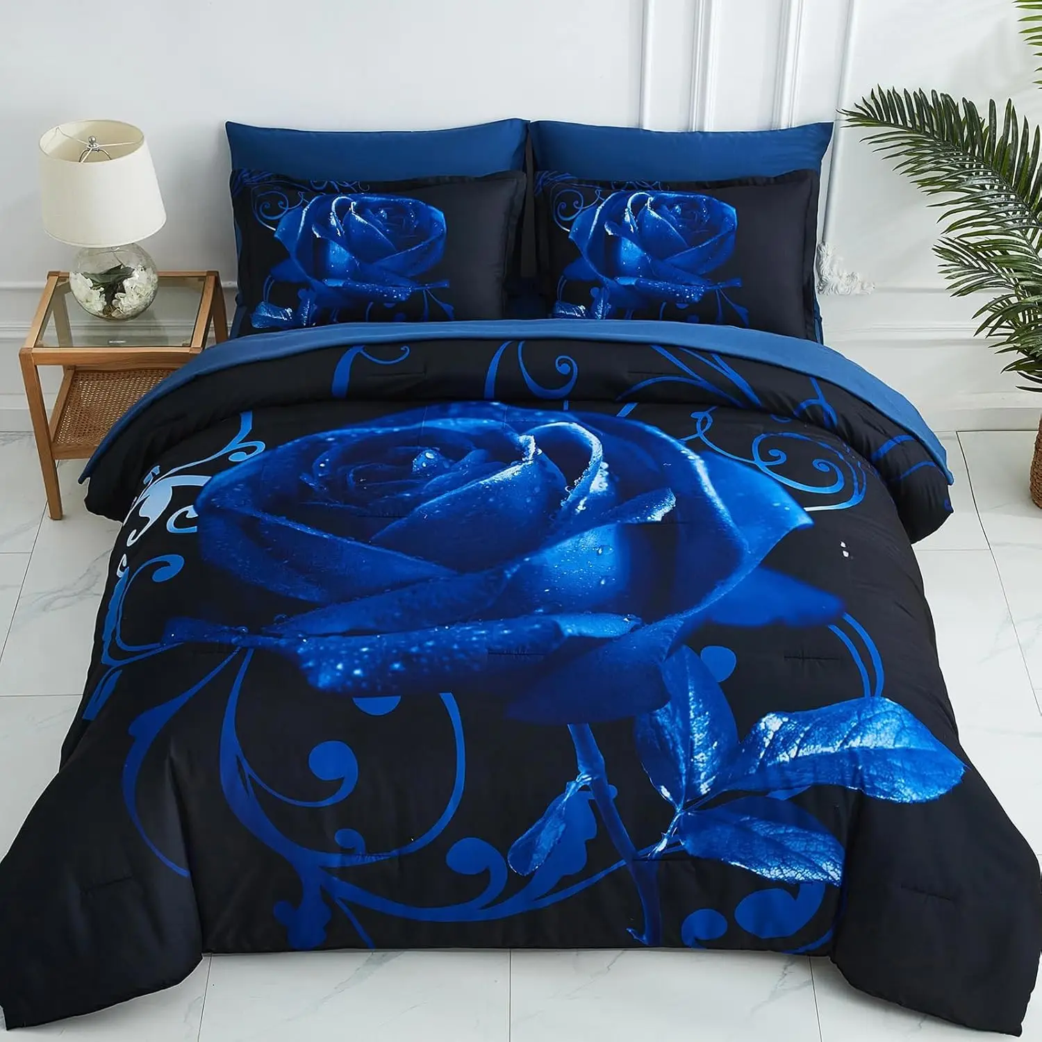 

Комплект постельного белья Blue Rose, 7 предметов, размер Queen, мягкая микрофибра, двусторонний, с простынями и наволочками.