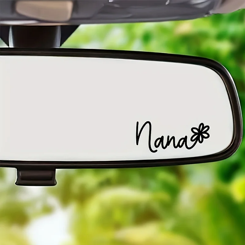 

Nana Name With Flower Sticker Black Waterproof Vinyl Decal For Car Mirror Laptop Decor