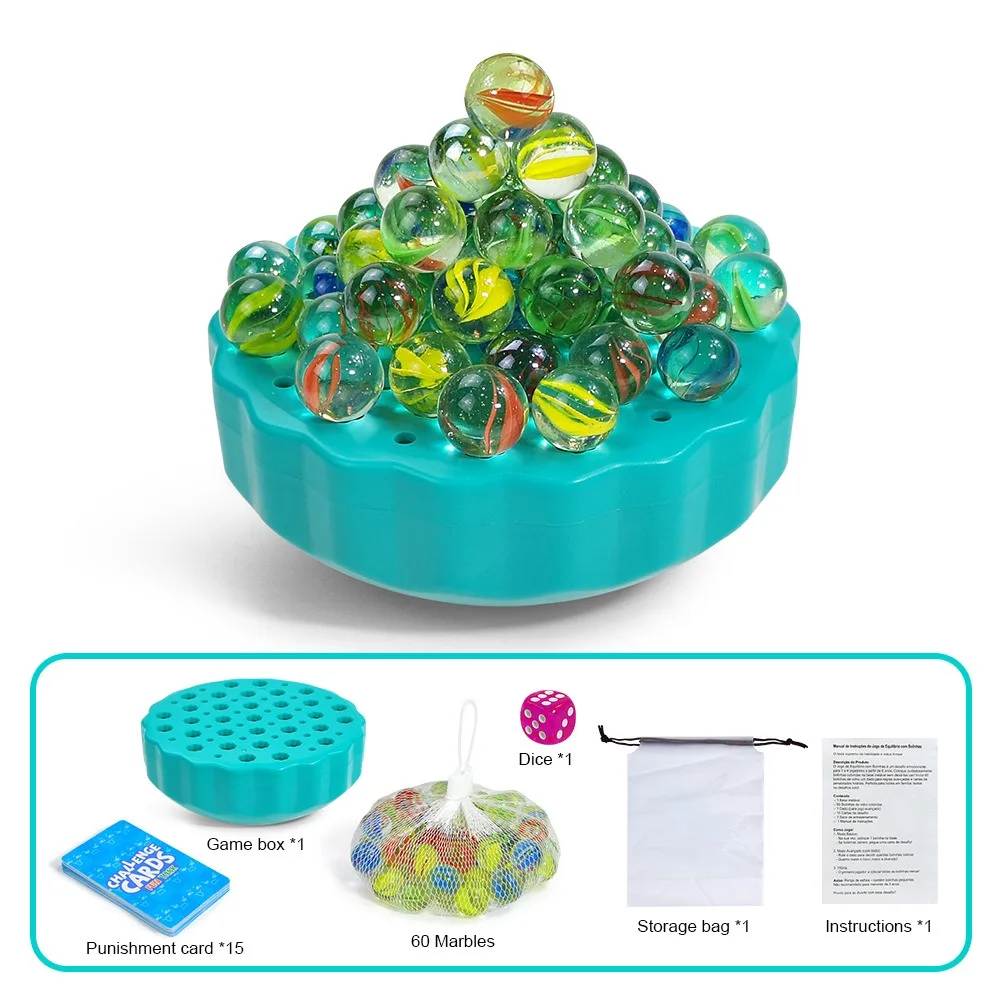 

60 Colorful Marbles Marble Ball Balancing Game Balancing Toys Stored Inside Stack Balance Game Challenging Durable