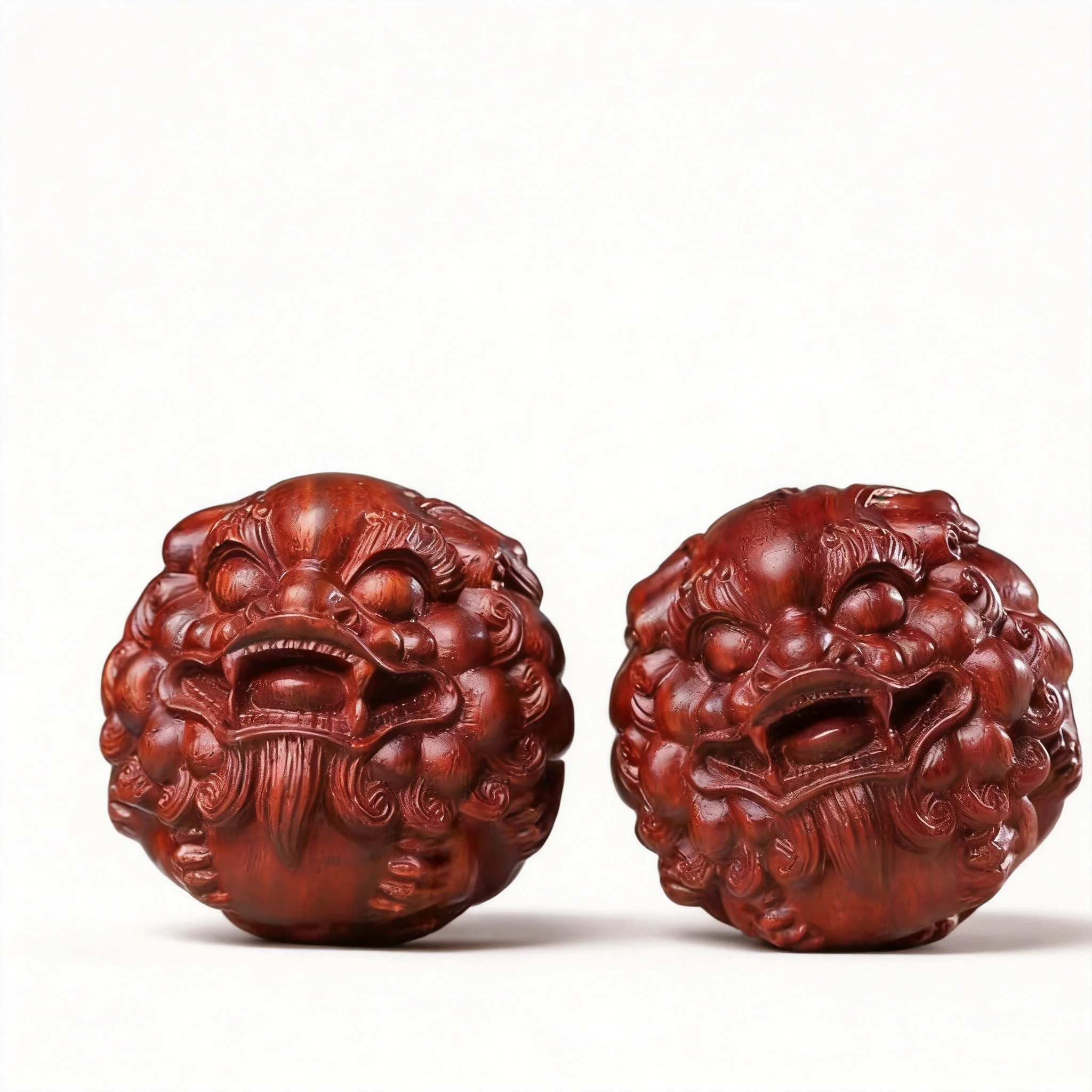 

Chinese Traditional Lucky Red Sandalwood Carved Pixiu Hand Massage Balls Attract Wealth Good Luck Pray Blessing Feng Shui Wenwan