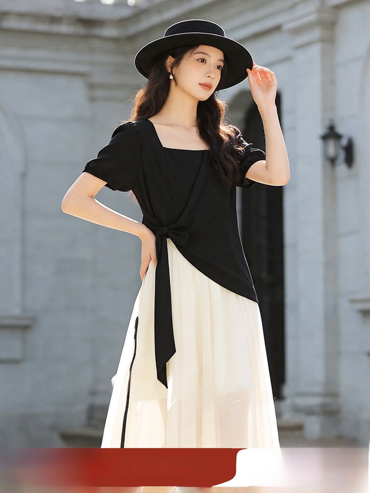 

Летнее женское платье миди А-силуэта с завышенной талией, из полиэстера, с коротким рукавом, для повседневной носки, на все сезоны, для дома