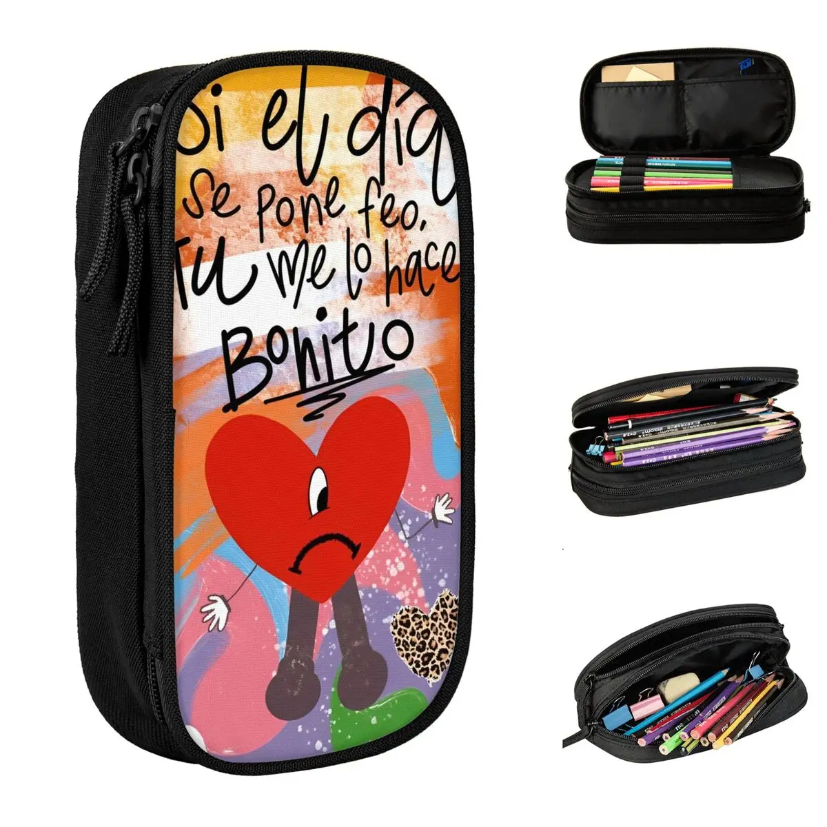

Bads Bunnys Debi Tirar Mas Fotos DTMF 2025 Pencil Cases Pencilcases Box for Student Large Storage Bag Office Zipper Stationery