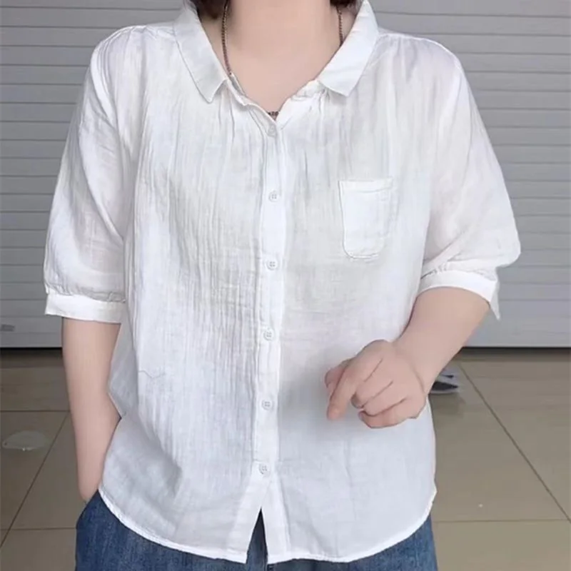 Fashionable Versatile Age-Defying Pure Color Open Cardigan Casual Commute Meat-Covering Loose plus Size Mid-Aged Mommy Clothes