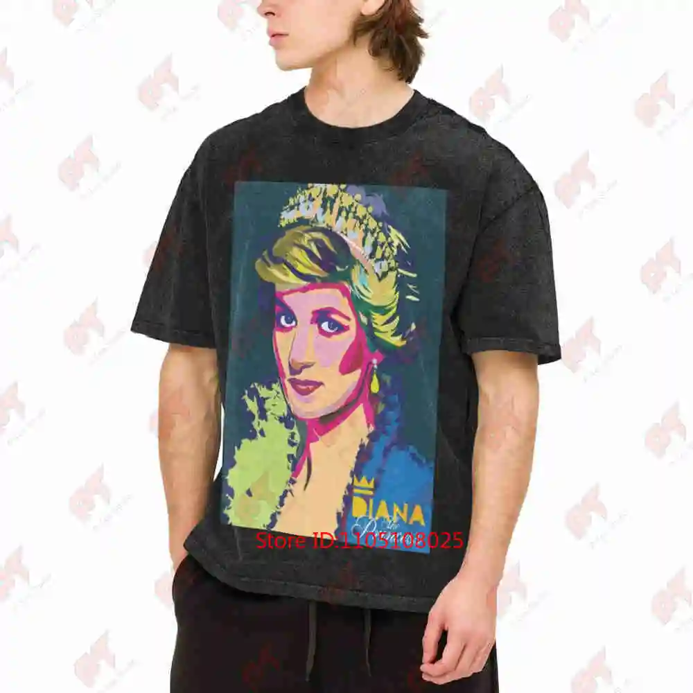 Diana Princess Of Wales Vintage Washed Tee Pure Cotton T-Shirt